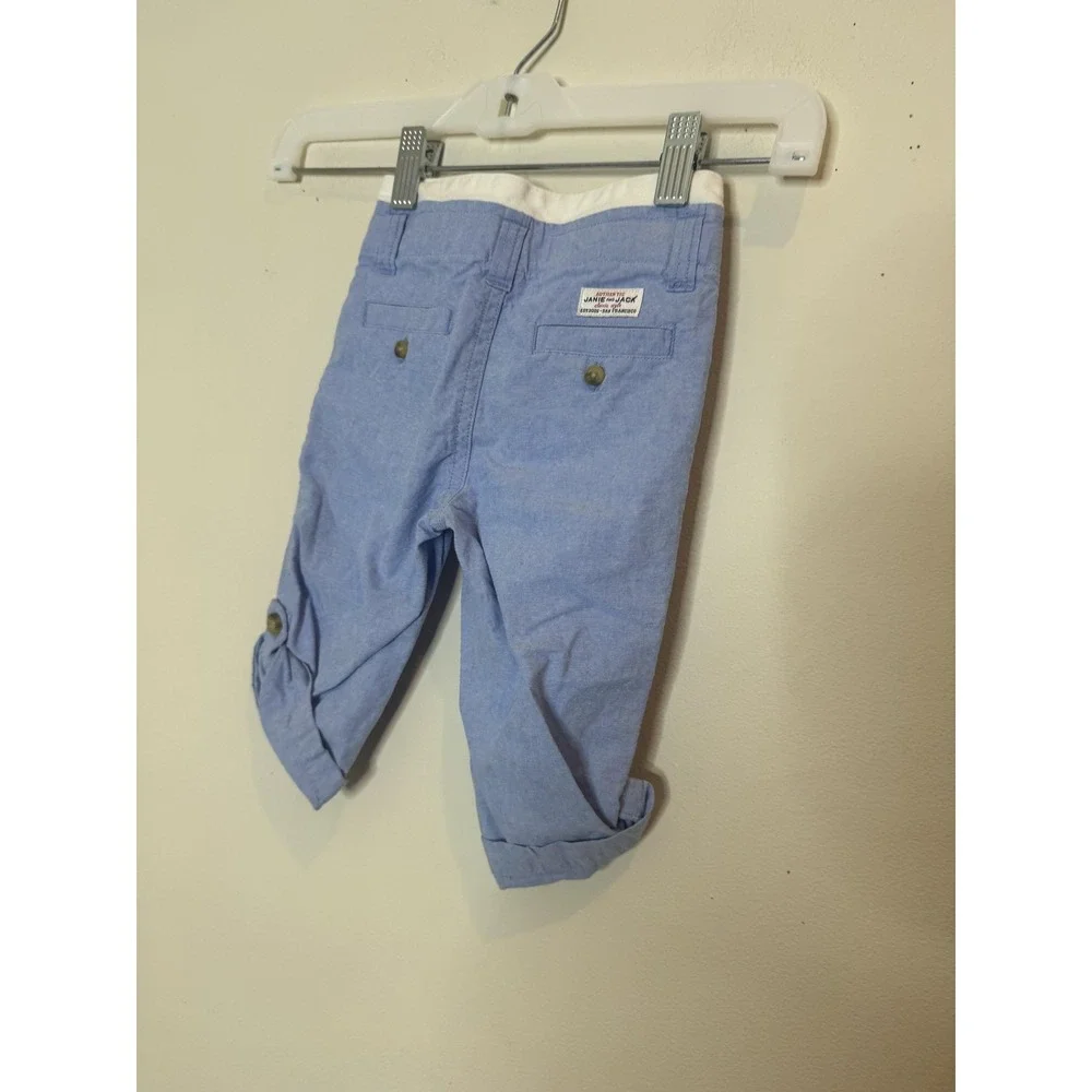 Janie And Jack Pants Baby Boys 12-18 Months Blue Drawstring Roll Cuff Khaki